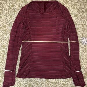 Lululemon Athletica Kanto Maroon Striped Long Sleeve Tee